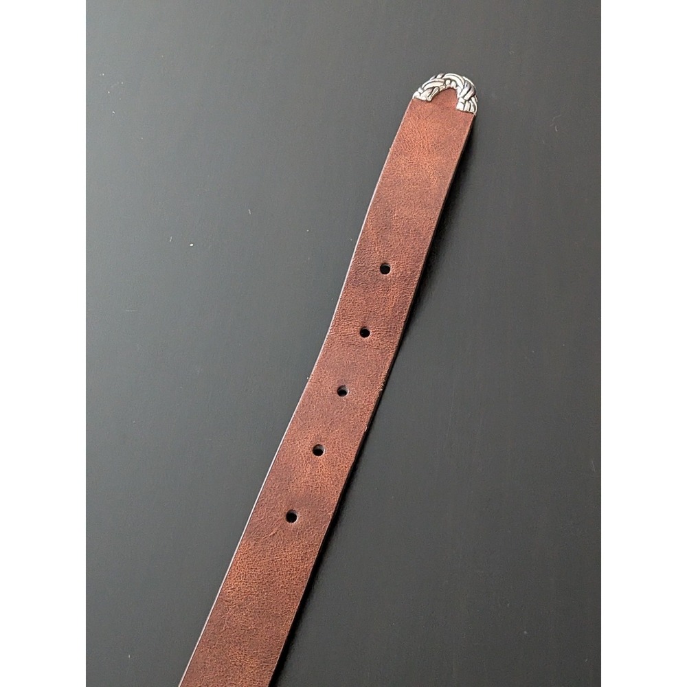Women's Leather Western Belt Brown Medium (38") Silver Tone Buckle - Picture 6 of 8